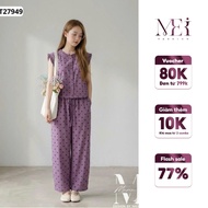 MeiMei Women's Clothing Polka Dot Shirt with Mussel Sleeves and Polka Dot Pants ST27949 Ver3