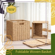 Foldable Woven Storage Basket with Handles - Eco-Friendly Decorative Organizer Ikea Kallax Fit Muji 