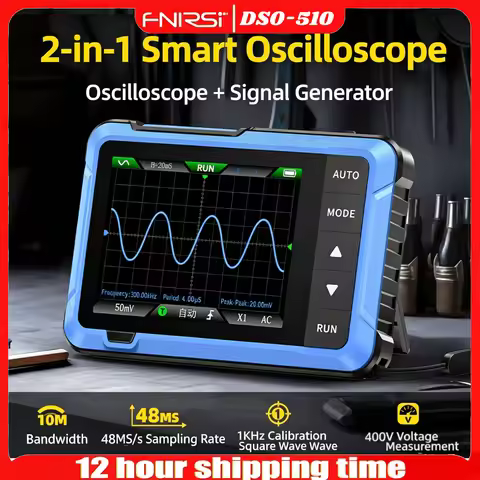 FNIRSI New DSO510 DSO152 DSO153 Mini Handheld Digital 2 IN 1 Oscilloscope Portable 48MS/s 10MHz Band