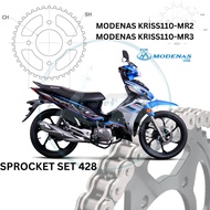 MODENAS MOTOR KRISS 110 MR2 MR3 KRISS110 MR2 MR3 KRISS MR2 MR3 SPROCKET SET 428 SPOCKET RANTAI SET
