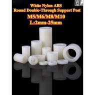 [HL-YZ] White Nylon, ABS Round Double-Through Support Post, M5/M6/M8/M10, Plastic Insulated Round Sp