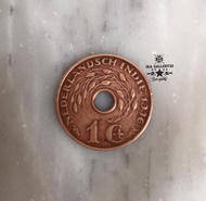 Koin kuno antik 1 Cen Gobog tahun 1936 Nederlandsch indie..