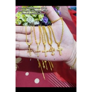 24k gold plated metal cross necklace