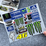 Reflective 46 Rossi Monster Logo Sticker Motor Scooter Body Helmet Decorative Decal Waterproof Sticker Motorcycle Accessories for YAMAHA Nmax Xmax Y LC135 Y15ZR Y15 V2 Y16ZR