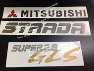 สติ๊กเกอร์ดั้งเดิมติดท้ายรถ MITSUBISHI STRADA คำว่า MITSUBISHI STRADA SUPER2.8 GLS ติดรถ แต่งรถ sticker มิตซูบิชิ สตราด้า