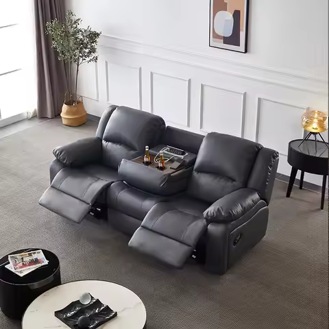 Modern Home Theater Recliner Sofa Set Space Capsule Leather with Electric Function and Audio-Visual 