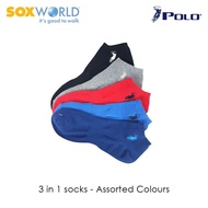 [SOXWORLD] Embroidery Polo Horse 3 in 1 Polo Haus Men's Ankle Socks by Sox World (3 Pcs) 25-3238