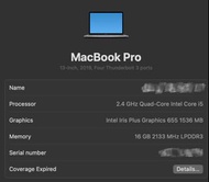 Macbook Pro 2019 16GB 512GB SSD