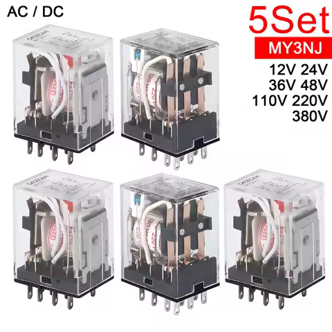 5pcs HH53P MY3NJ Intermediate Relay Coil DC AC 12V 24V 36V 110V 220V 380V 5A 11pins MY3N-GS Mini Ele
