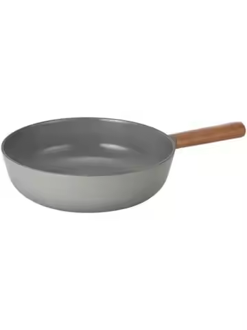 FIKA Nonstick 10-Inch Stir Fry Wok with Wood Handle Healthy Cooking Induction Compatible Cookware fo