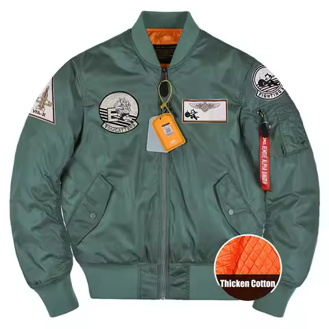 MA1 Flight Jacket Men's Thicken Cotton Coat Bomber Jackets Embroidered Stamp Baseball Outerwear Male