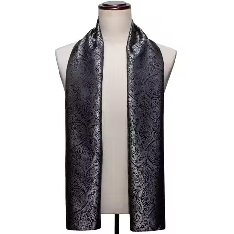 Fashion Silk Scarf Luxury Band Designer Men Women Black Paisley Shawl Bandanna Flulard Muffler Pashm