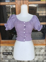 Babepoh Atasan kemeja blus crop top Dress Vintage preloved 100 B