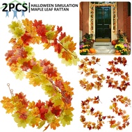 2Pcs Fall Maple Leaf Garland Reusable Artificial Maple Leaves Decorative Hanging Fall Garland Maple 