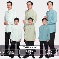 Iqrac Kurta BILAL :  Sedondon Anak Dan Ayah (GREEN TEA | SOFT GREEN | DUSTY GREEN) HIJAU | BUDAK & D