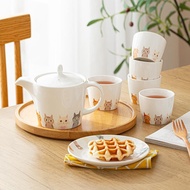 Hotsale Ceramic Tea Cup Set 1 Teapot 400Ml 5 Cups 150Ml 1 Tray Chris