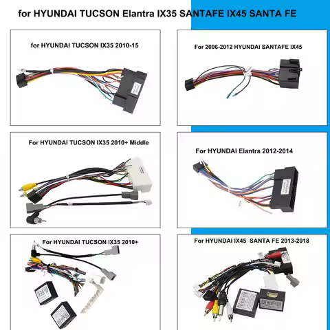 for HYUNDAI TUCSON Elantra IX35 SANTA FE IX45 SANTA FE Car Radio DVD GPS Radio Adapter Cable Harness
