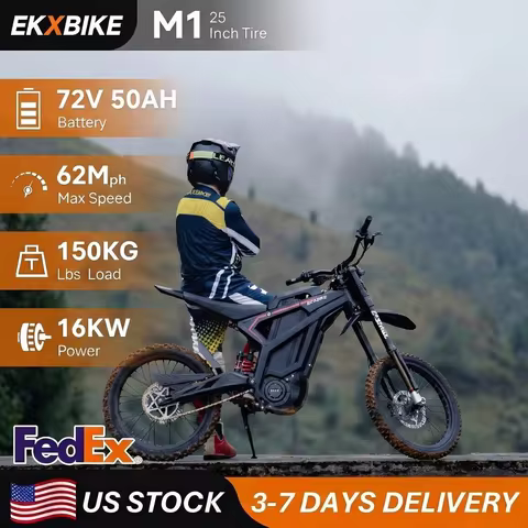 EKXBIKE M1 16800W Peak Electric Dirt Bike 72V/50Ah Electric Bike 85Miles Max Range 62Mph Max Speed M