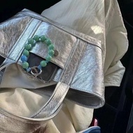 Niche Bag Silver Female Bag Handbag Korea Dongdaemun Summer Tote Bag ins Blogger Same Style Bag