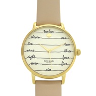 นาฬิกาข้อมือควอตซ์ Kate Spade รุ่น KSW1059 ตัวเรือนสแตนเลสสตีล สายหนังสีเบจทอง สภาพเหมือนใหม่ (มือสอ