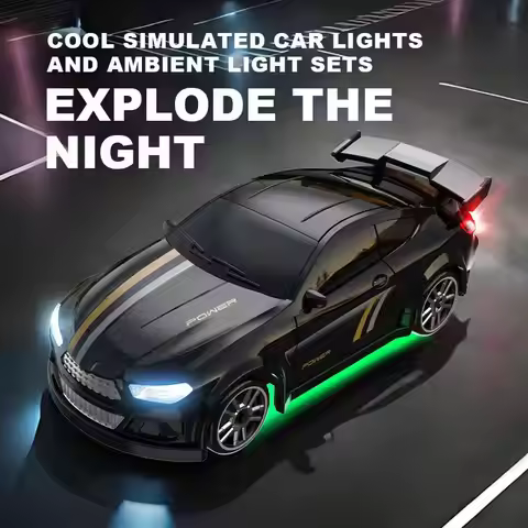 Desktop drift car, 1/64 scale remote control car, with LED lights, four-wheel drive mini remote cont