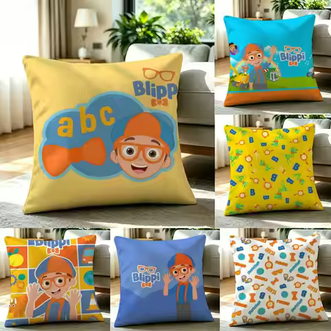 Cushion Cover Natural Linen Pillowcase Set, All-in-One Decor for Sofa, Bedroom & Chair P- Blippi