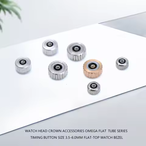 Watch Head Crown Accessories For Omega Flat Tube Series Timing Button Size 3.5-6.0mm Flat-top Watch 