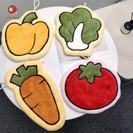 abongsea Vegetables Coral Fleece Hand Towels Carrot Tomato Design Qui-Dry Absorbent Kitchen Bathroom