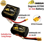 DOGCOM 21700 4000mAh Li-ion Battery 4S 14.8V / 6S 22.2V With XT60 Plug Designed For Long-range RC Dr