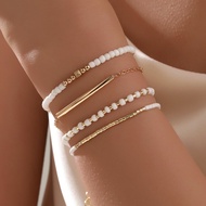 4Pcs Bohemian Bracelet for Woman Handmade Elastic Wristband Gift Jewelry