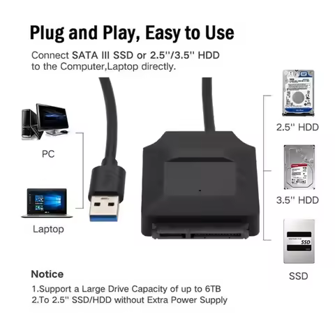 USB 3.0 to SATA Adapter Cable 7+15 Pin SATA to USB 3.0 Hard Drive Converter Cable For Samsung Seagat