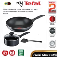 Tefal Cook & Clean 4pc Set Non Stick | B225S4 Cookware Set Pots and Pans Kuali Periuk Fry Cook