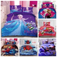 Cadar Patchwork kartun set 2in1 super single size bedsheet cartoon frozen