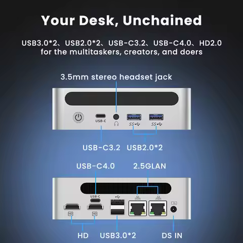 GenMachine AMD Ryzen 5 6600H Mini PC Diy Gaming Computer 4.5GHz 45W 6 Core 12 Thread Windows 11 DDR5