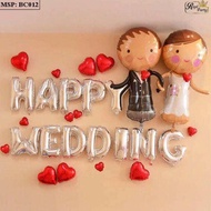Bộ chữ happy wedding ( bạc) đủ phụ kiện