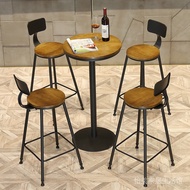 Footrest leisure bar counter solid wood bar counter loft Round table, industrial style, small tea sh