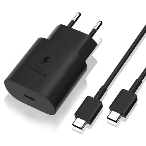 Samsung A53 A33 A52 A72 S24 S23 S22 S21 Super Fast Charger 25W EU PD Power Wall Adapter Dual Type C 