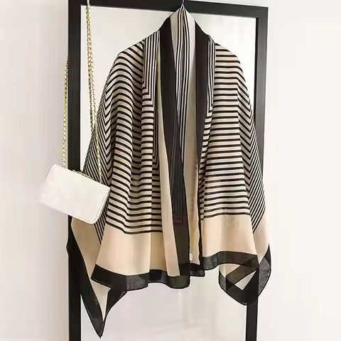 Women Cotton Viscose Striped Scarf Geometric Printed Muffler Spring Summer Beach Towel Air Condition