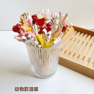 Cartoon Animal Style Bamboo Skewers Disposable Cute Fruit Forks Decorative Cute Wine Skewers Small S
