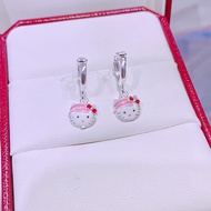 BÔNG TAI CHO BÉ GÁI - MÈO KITTY SƠN BÓNG XINH LUNG LINH - Shop bạc BiBi cam kết bạc chuẩn kèm bảo hà