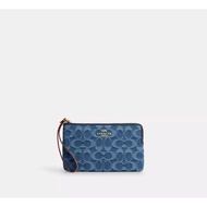 [READY STOCK MY] Large Corner Zip Wristlet In Signature Denim in Indigo (CDE82)(2)