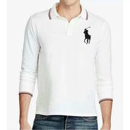 Chris代購 美國Outlet Ralph Lauren POLO 大馬 LOGO刺繡 翻領POLO衫領袖口線條 白色