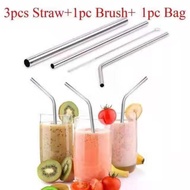 5pcs/1set Reusable Stainless Steel Drinking Metal Straw Set