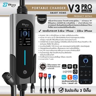 ปรับกระแสอัตโนมัตตามปลั๊ก New Exclusive EV Easy Portable Charger V3 PRO22 (3.6–22 kW) เครื่องชาร์จรถ