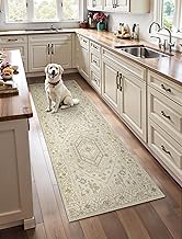 SERISSA Boho Washable Runner Rug, 2x5 Rug Runner Non-Slip Vintage Beige Hallway Kitchen Runner Rug U