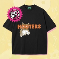 【Buy 1 GET 1】 Hooters Owl Graphic T Shirt Black  Free Offer 100% Cotton Funny Ugly Tee  qw.my