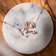 木馬手工白瓷頸鏈18K金