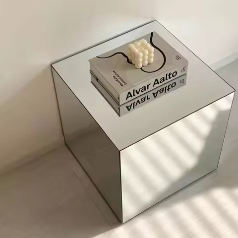 Minimalist Square Glass Mirror Coffee Table Bedside Table Blogger The Same Photography Props Acrylic