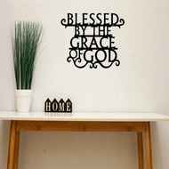 Blessed By Grace Of God Metal Wall Art Sign, Religious Home Decor Plaque with Scripture Quotes