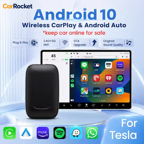 CarRocket Carplay AI BOX Android 10 Wireless CarPlay Android Auto For Tesla Model 3 Model X Y Model 